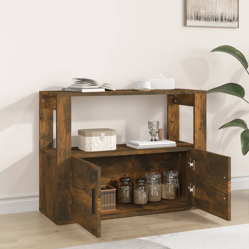 skænk 80x30x60 cm konstrueret træ røget egetræsfarve