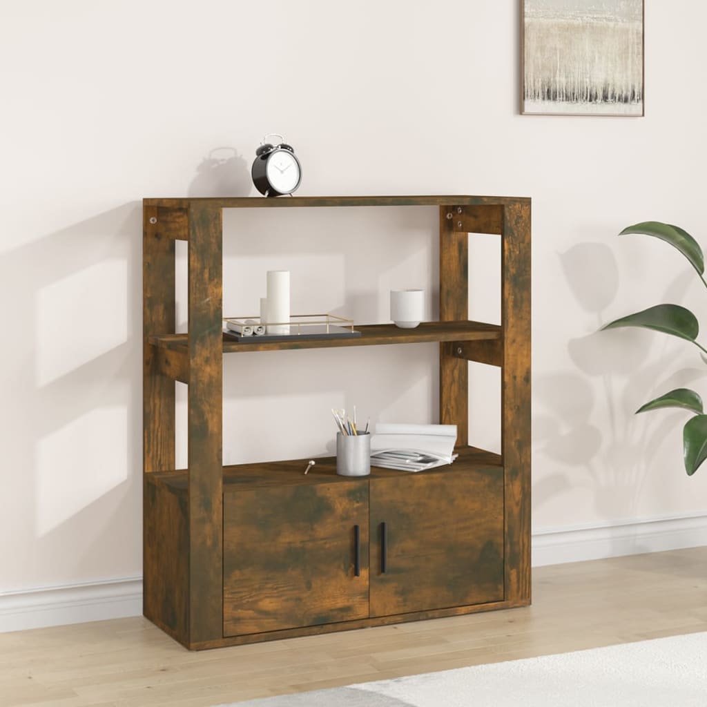 skænk 80x30x90 cm konstrueret træ røget egetræsfarve