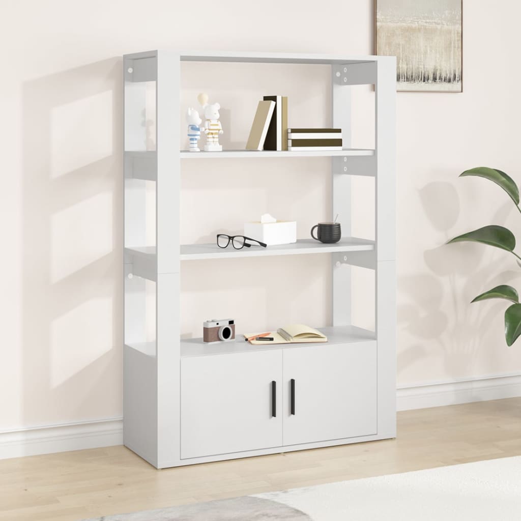 skænk 80x30x119,5 cm konstrueret træ hvid