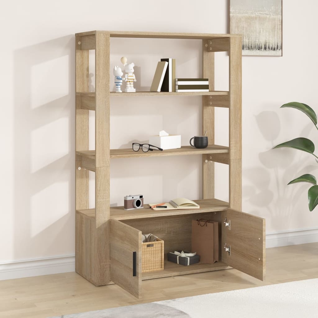 skænk 80x30x119,5 cm konstrueret træ sonoma-eg