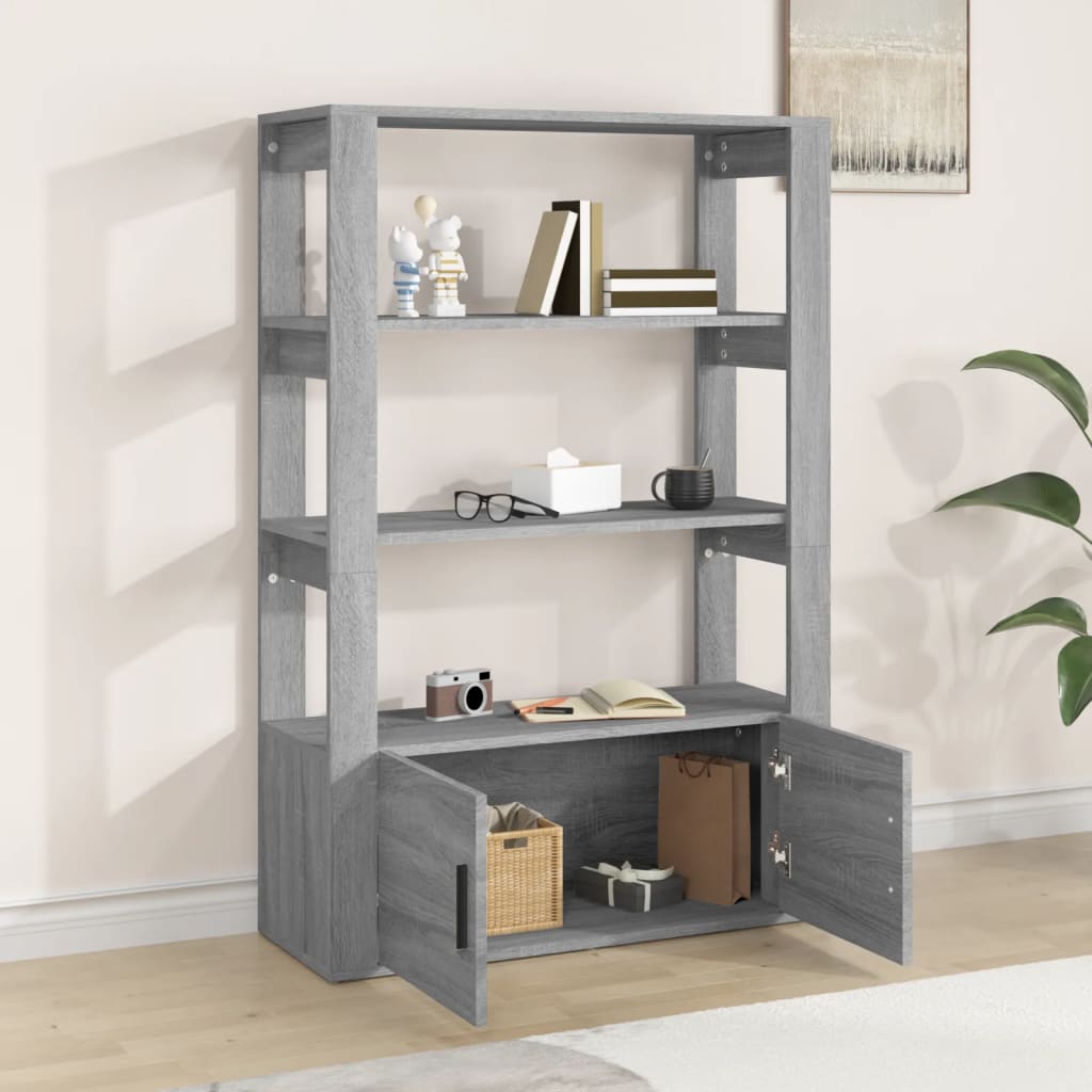 skænk 80x30x119,5 cm konstrueret træ grå sonoma-eg