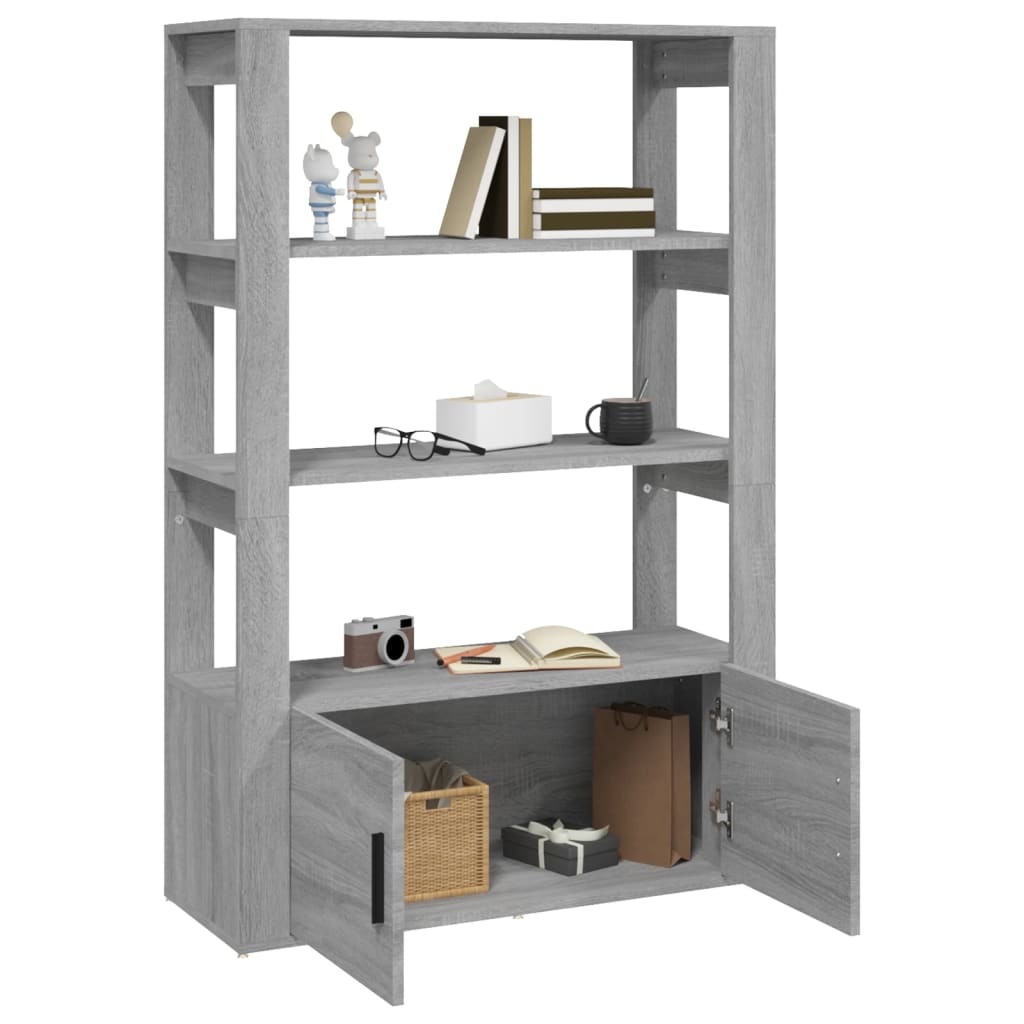 skænk 80x30x119,5 cm konstrueret træ grå sonoma-eg