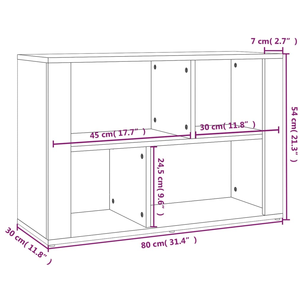 skænk 80x30x54 cm konstrueret træ betongrå