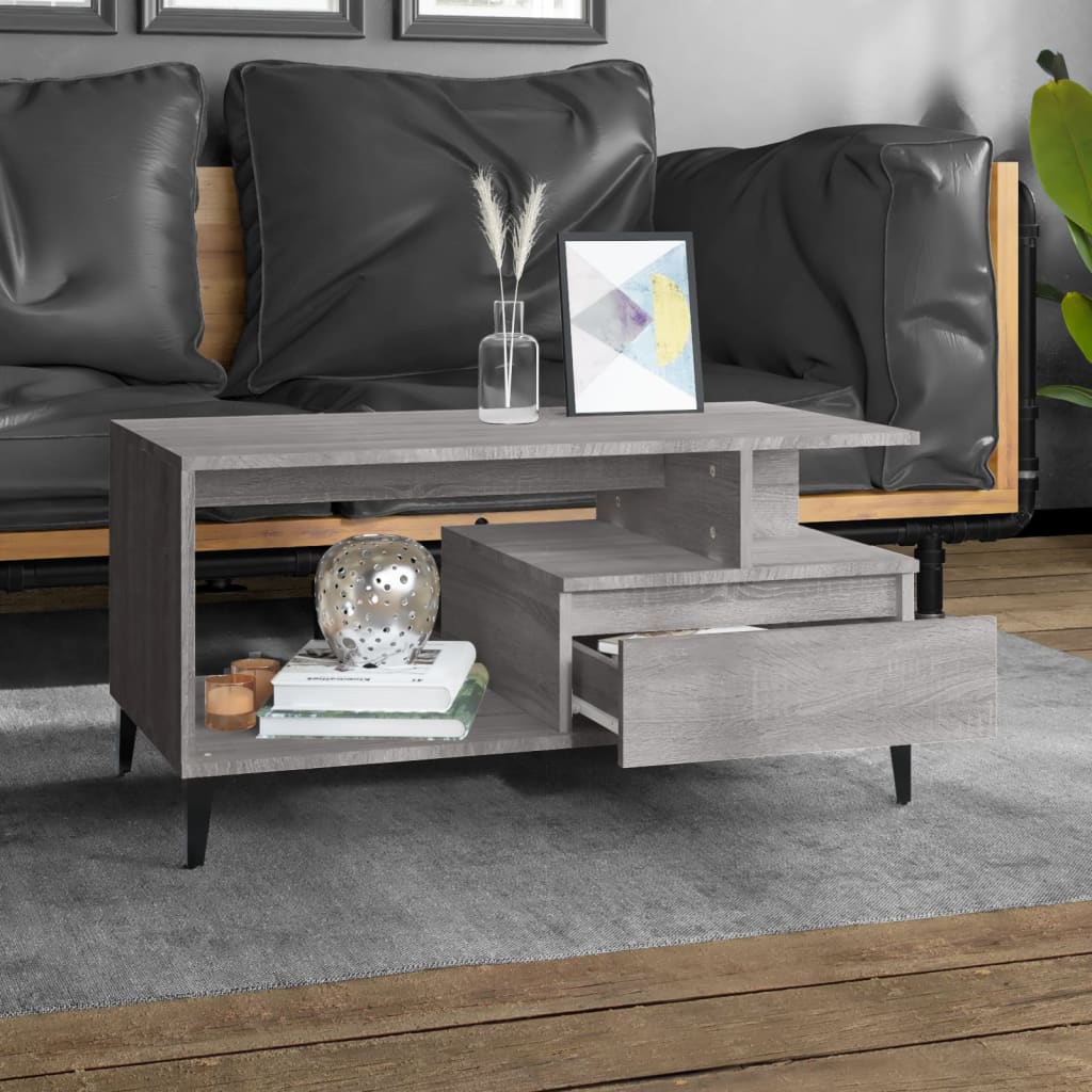 sofabord 90x49x45 cm konstrueret træ Grå sonoma-eg