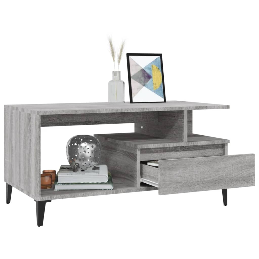 sofabord 90x49x45 cm konstrueret træ Grå sonoma-eg