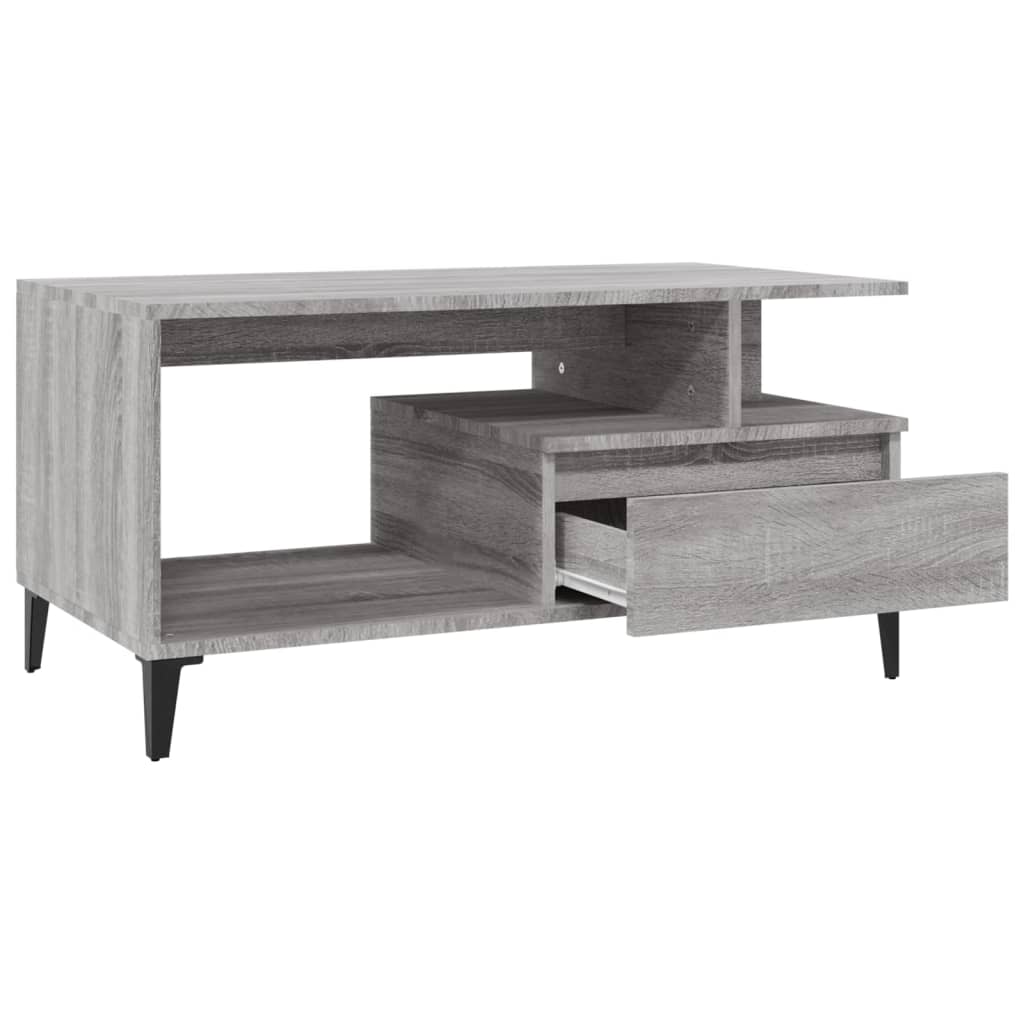 sofabord 90x49x45 cm konstrueret træ Grå sonoma-eg