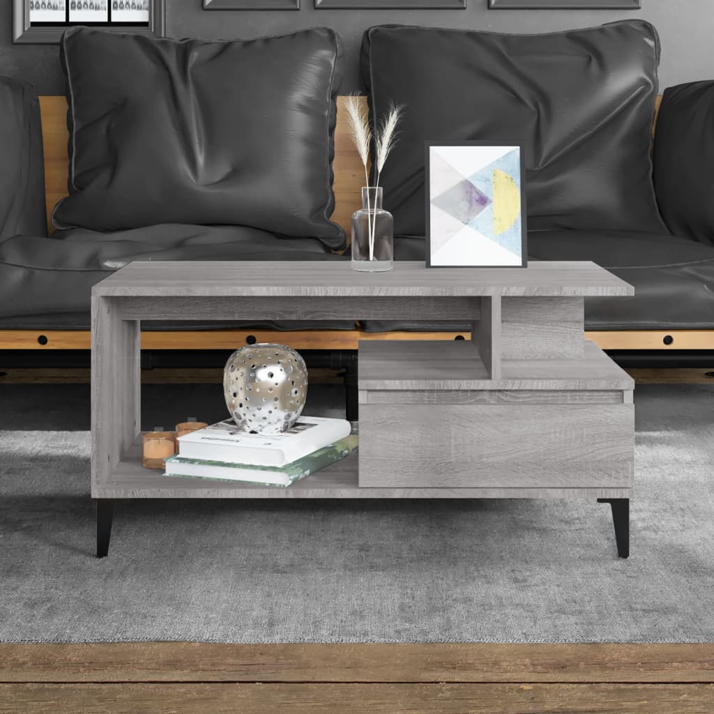 sofabord 90x49x45 cm konstrueret træ Grå sonoma-eg