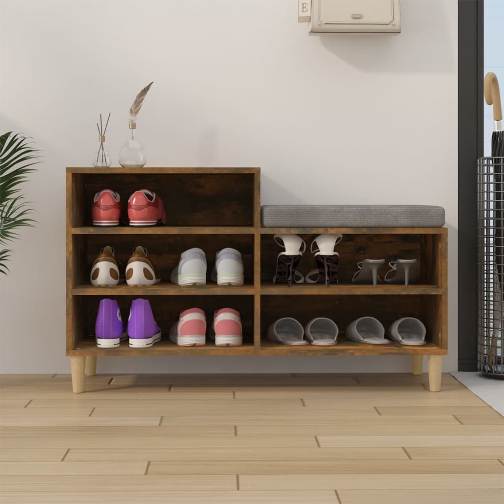 skoskab 102x36x60 cm konstrueret træ røget egetræsfarve