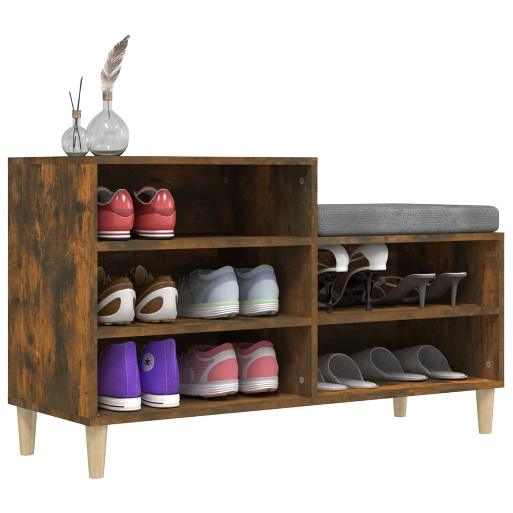 skoskab 102x36x60 cm konstrueret træ røget egetræsfarve