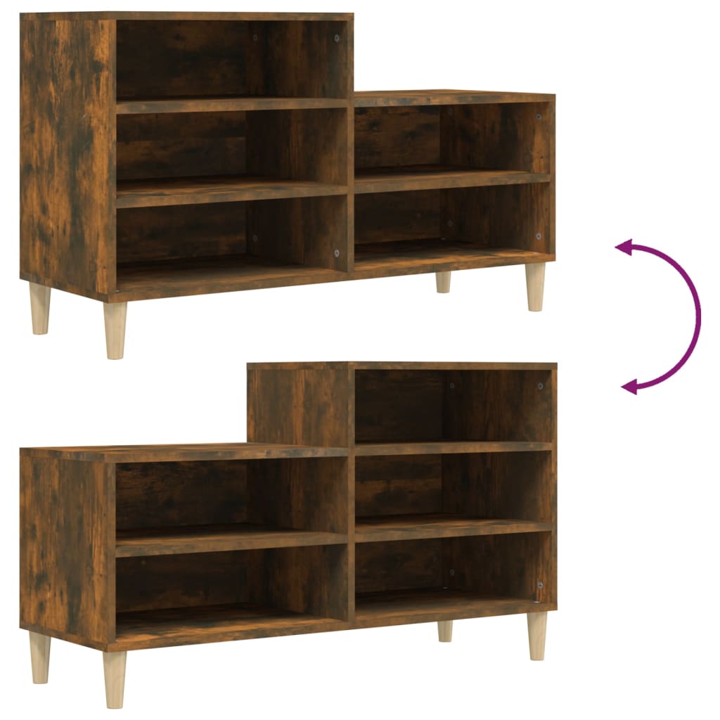 skoskab 102x36x60 cm konstrueret træ røget egetræsfarve