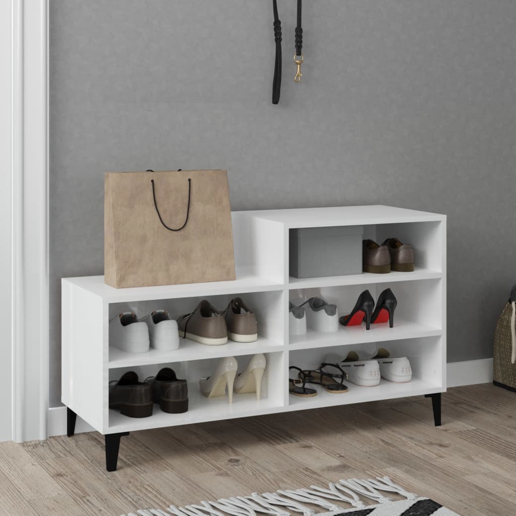 skoreol 102x36x60 cm konstrueret træ hvid højglans