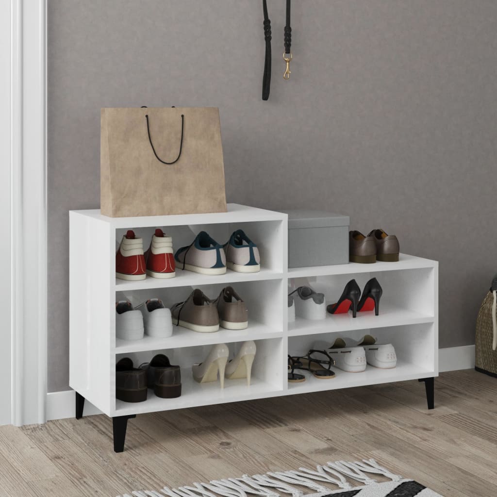 skoreol 102x36x60 cm konstrueret træ hvid højglans