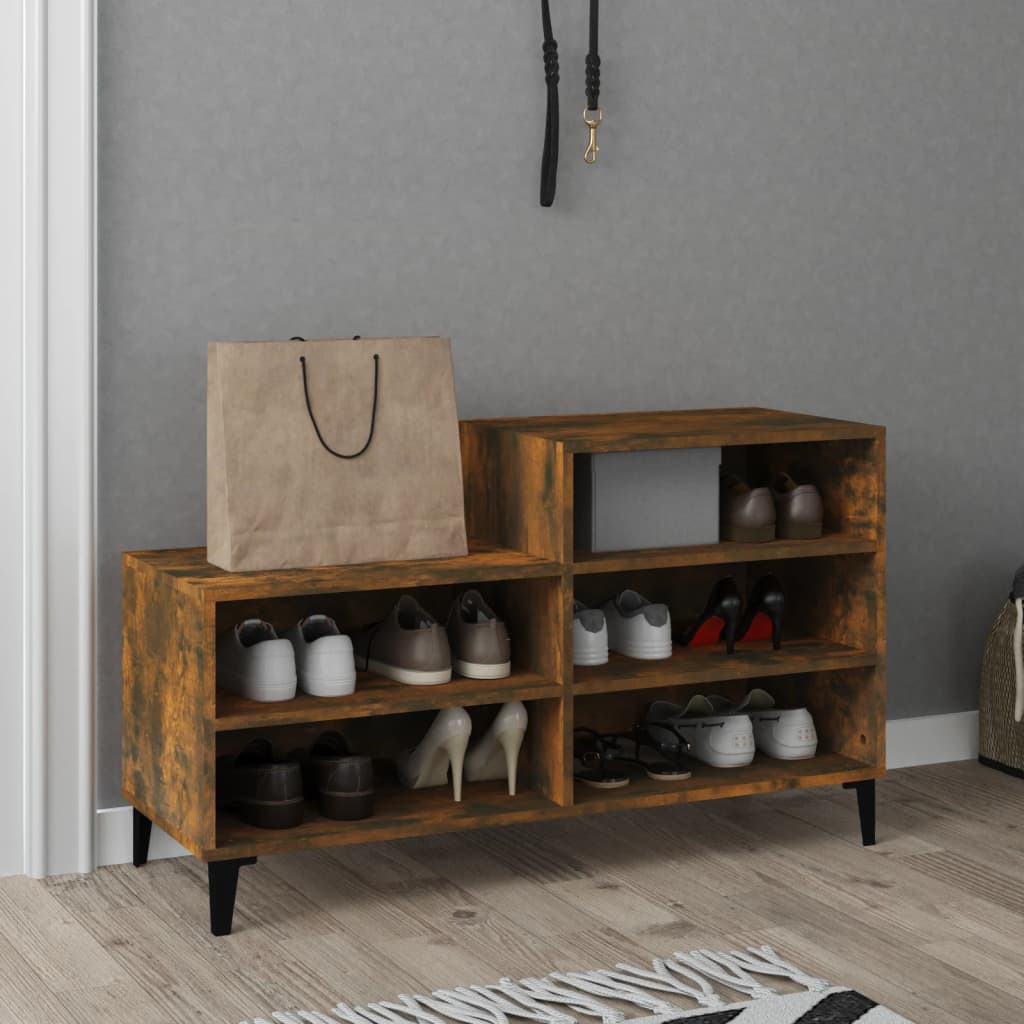 skoskab 102x36x60 cm konstrueret træ røget egetræsfarve