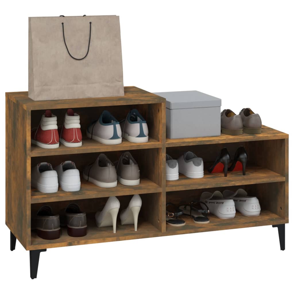 skoskab 102x36x60 cm konstrueret træ røget egetræsfarve