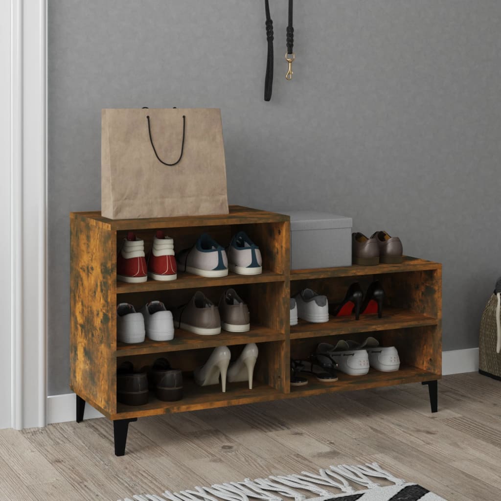 skoskab 102x36x60 cm konstrueret træ røget egetræsfarve