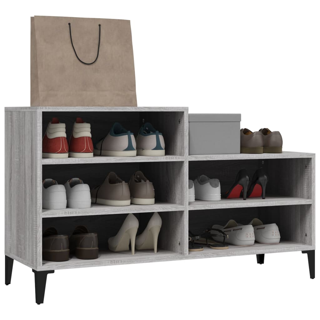 skoskab 102x36x60 cm konstrueret træ grå sonoma-eg