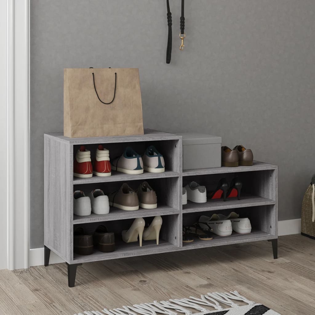 skoskab 102x36x60 cm konstrueret træ grå sonoma-eg
