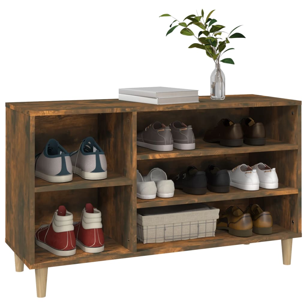 skoskab 102x36x60 cm konstrueret træ røget egetræsfarve