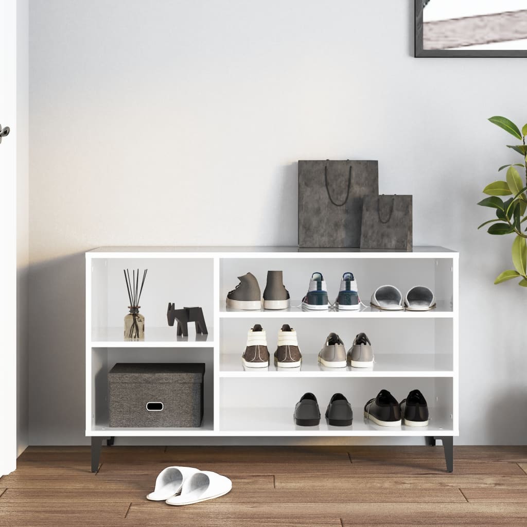 skoreol 102x36x60 cm konstrueret træ hvid højglans