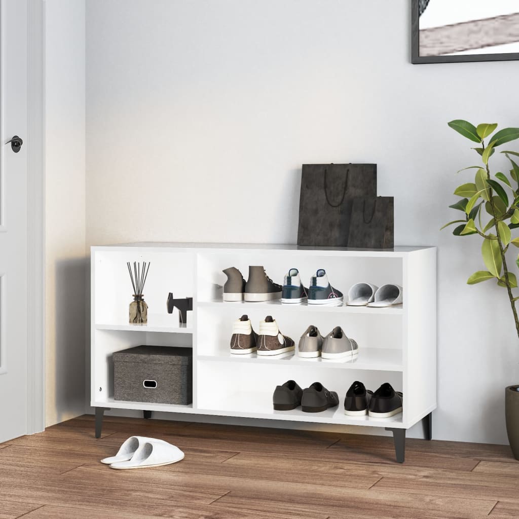 skoreol 102x36x60 cm konstrueret træ hvid højglans