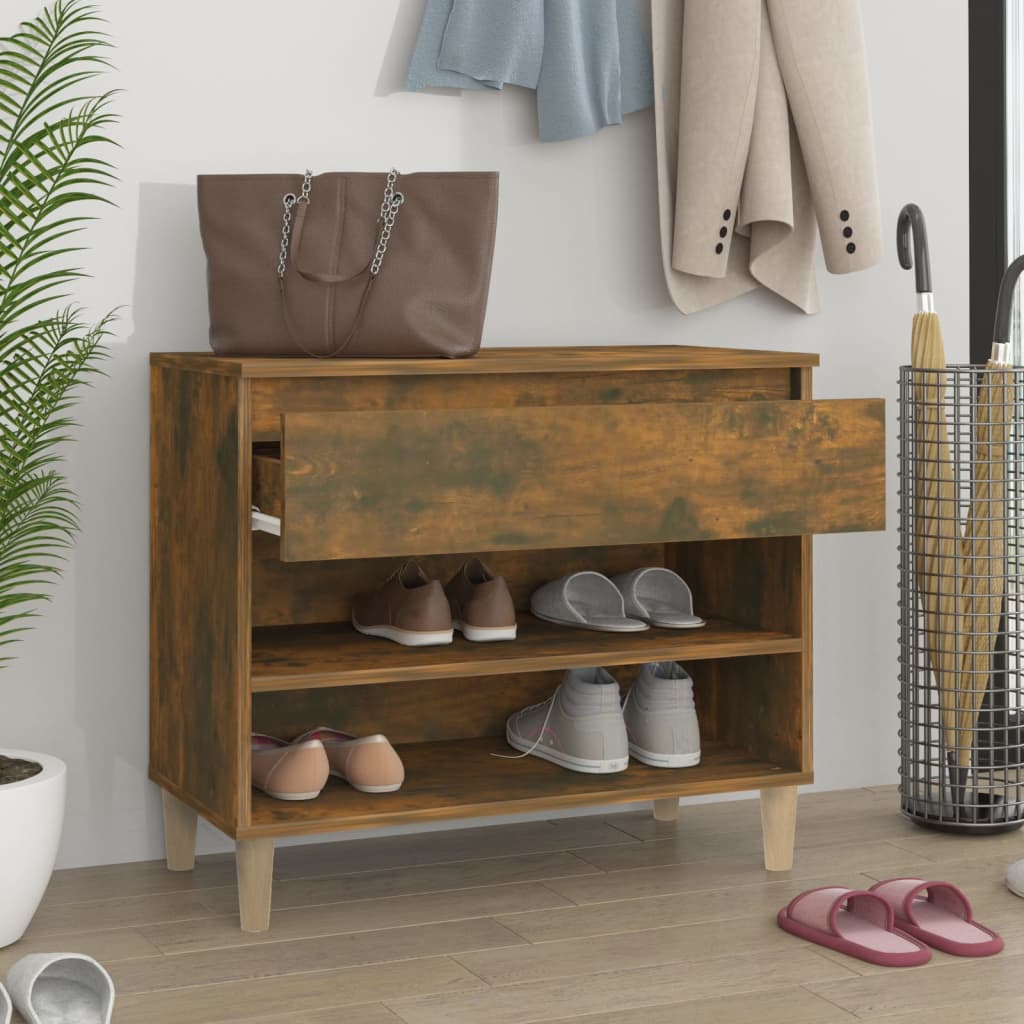 skoskab 70x36x60 cm konstrueret træ røget egetræsfarve