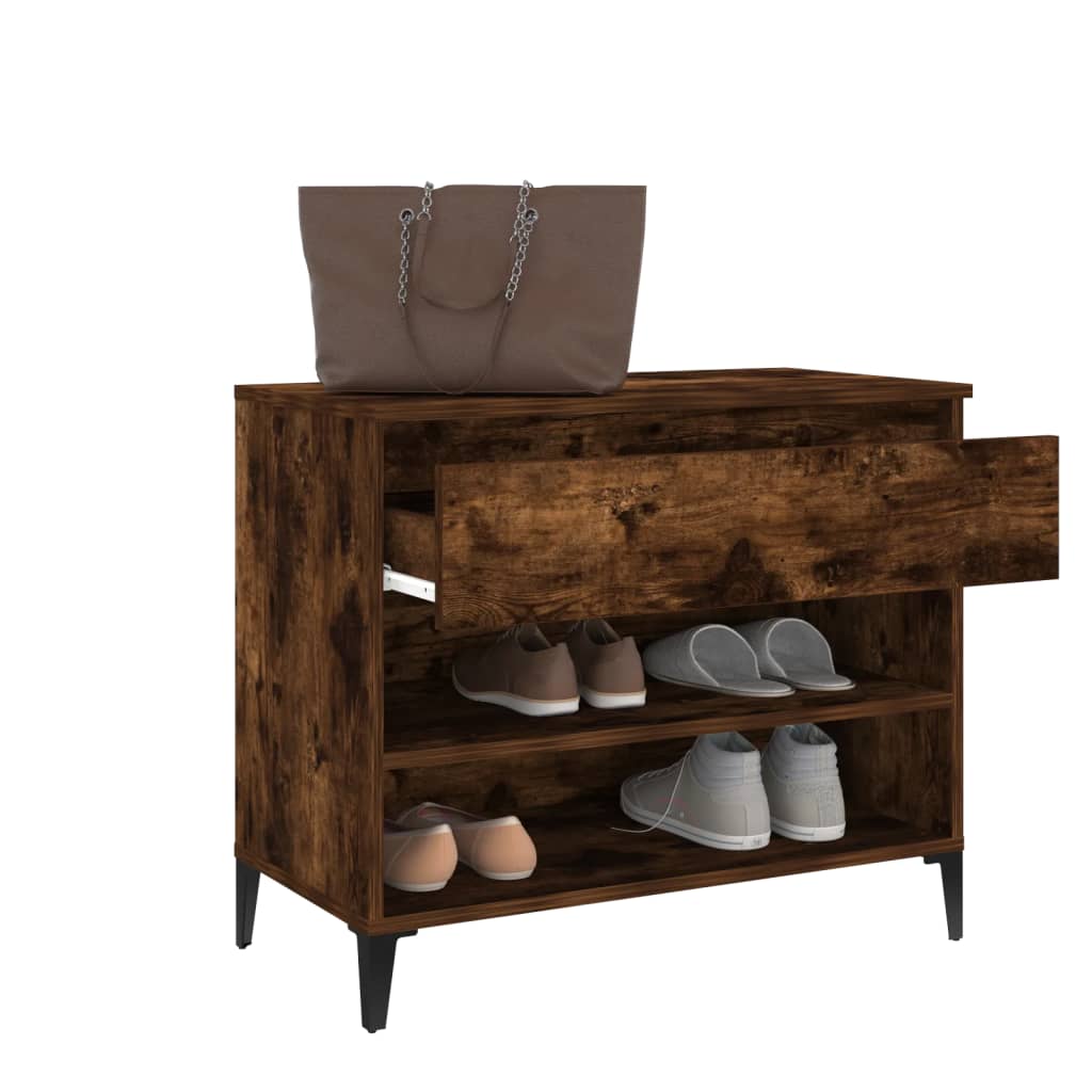 skoskab 70x36x60 cm konstrueret træ røget egetræsfarve