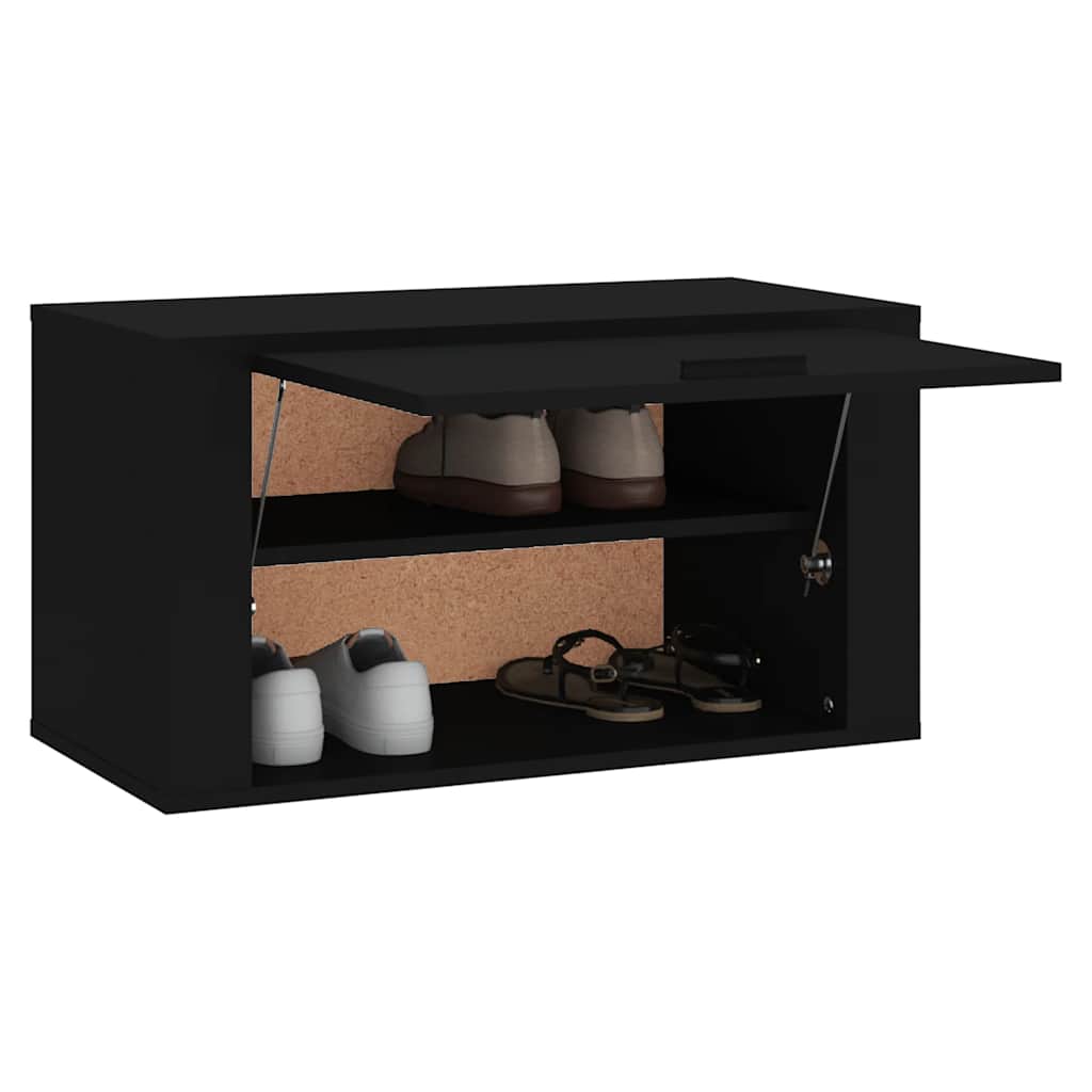 væghængt skoskab 70x35x38 cm konstrueret træ sort