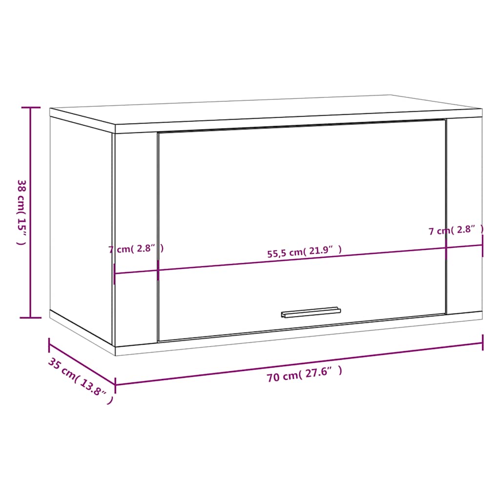 væghængt skoskab 70x35x38 cm konstrueret træ sort