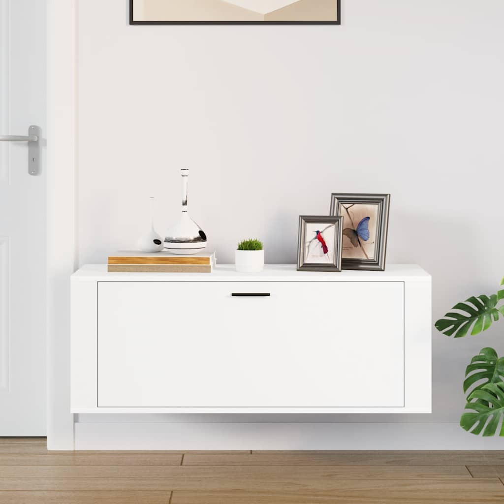 væghængte sengeborde 100x35x38 cm konstrueret træ hvid