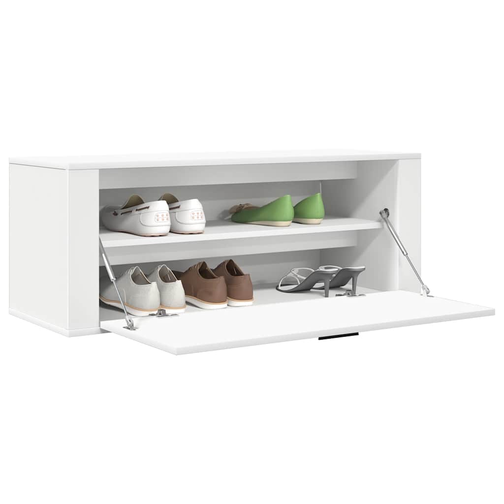 væghængte sengeborde 100x35x38 cm konstrueret træ hvid