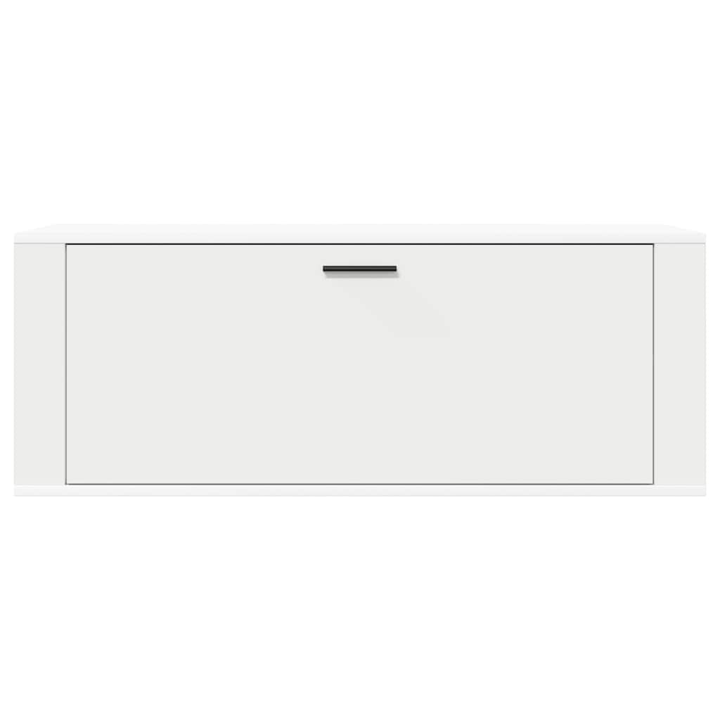 væghængte sengeborde 100x35x38 cm konstrueret træ hvid
