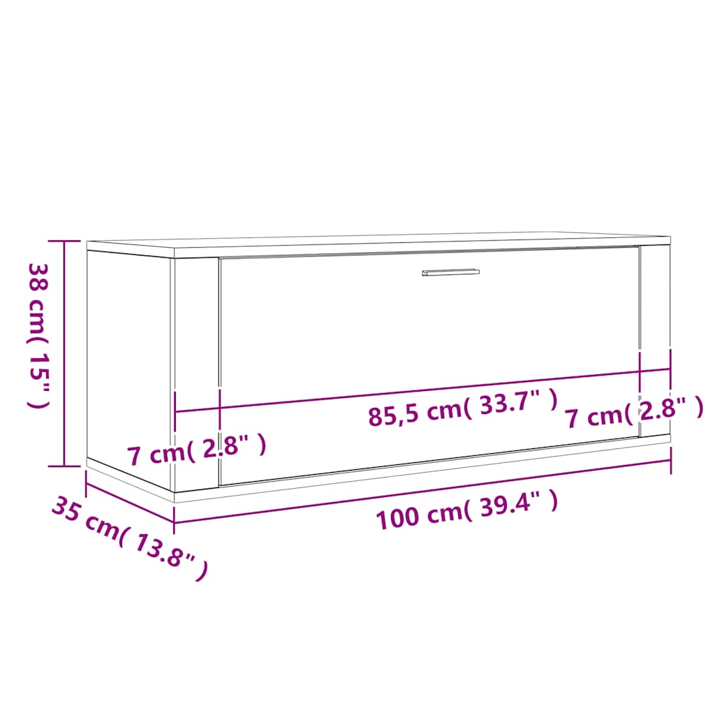 væghængte sengeborde 100x35x38 cm konstrueret træ hvid