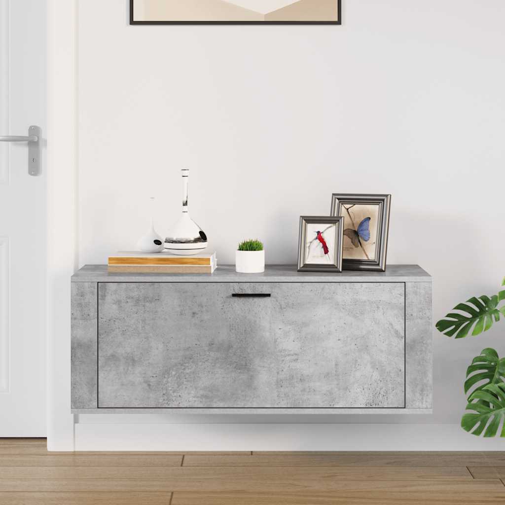 væghængt skoskab 100x35x38 cm konstrueret træ betongrå