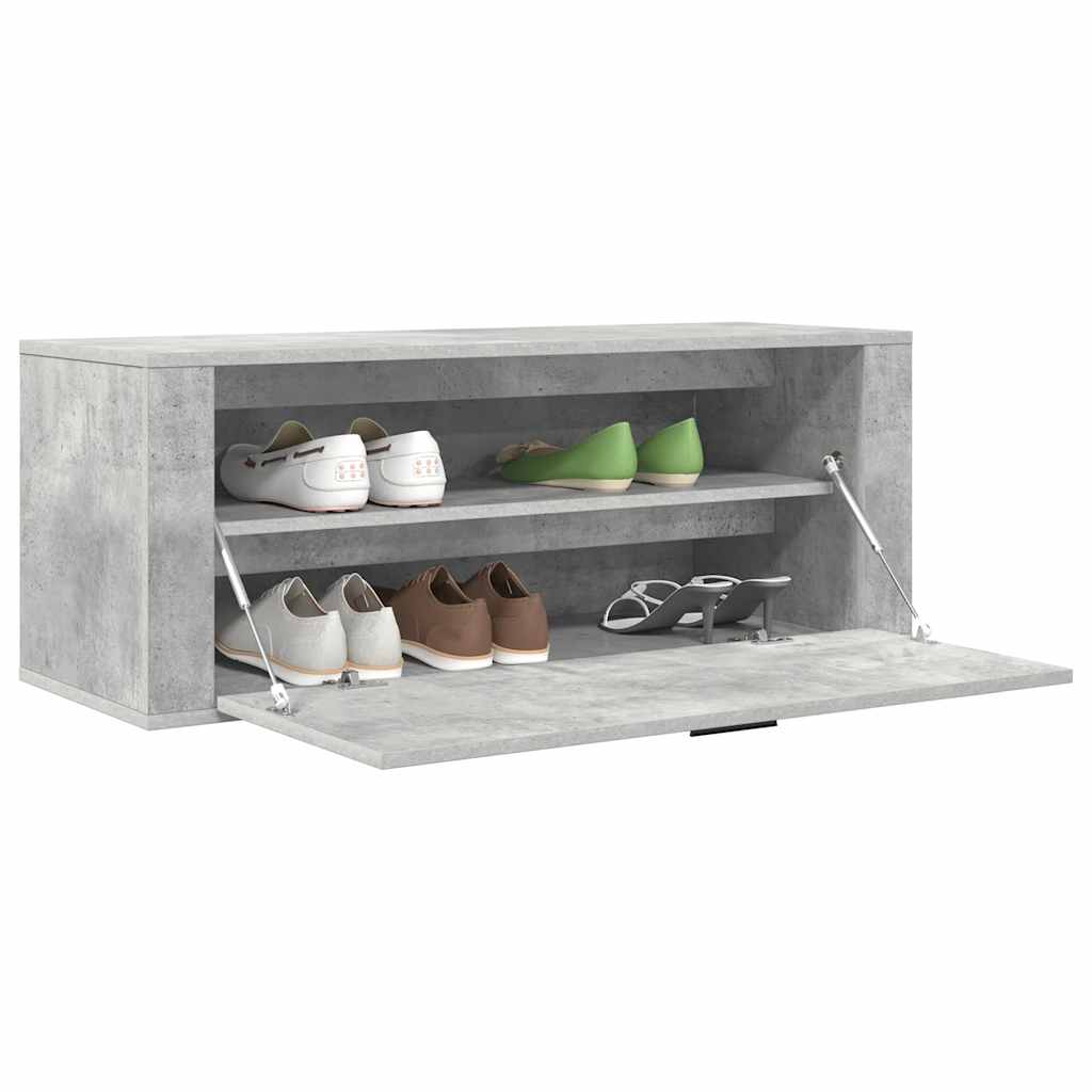 væghængt skoskab 100x35x38 cm konstrueret træ betongrå