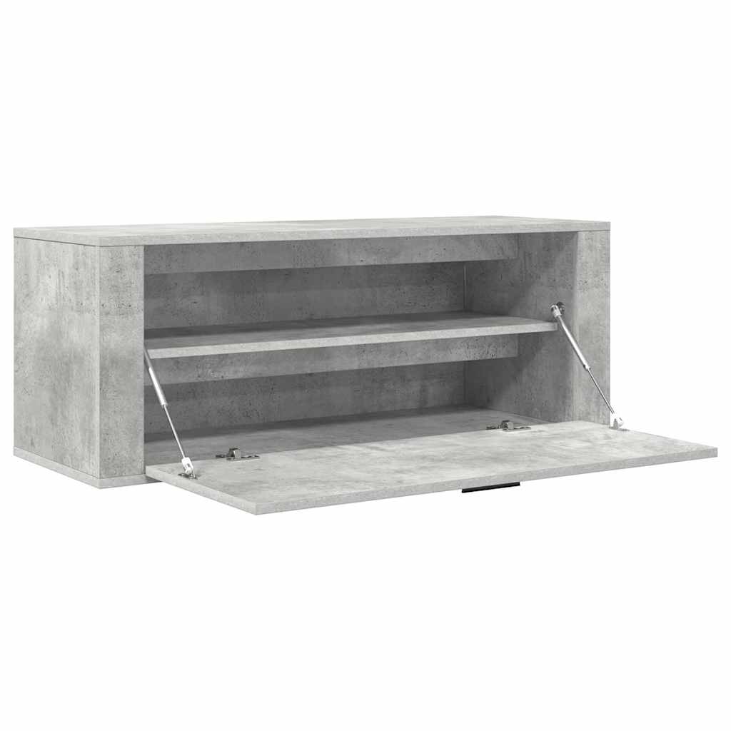 væghængt skoskab 100x35x38 cm konstrueret træ betongrå