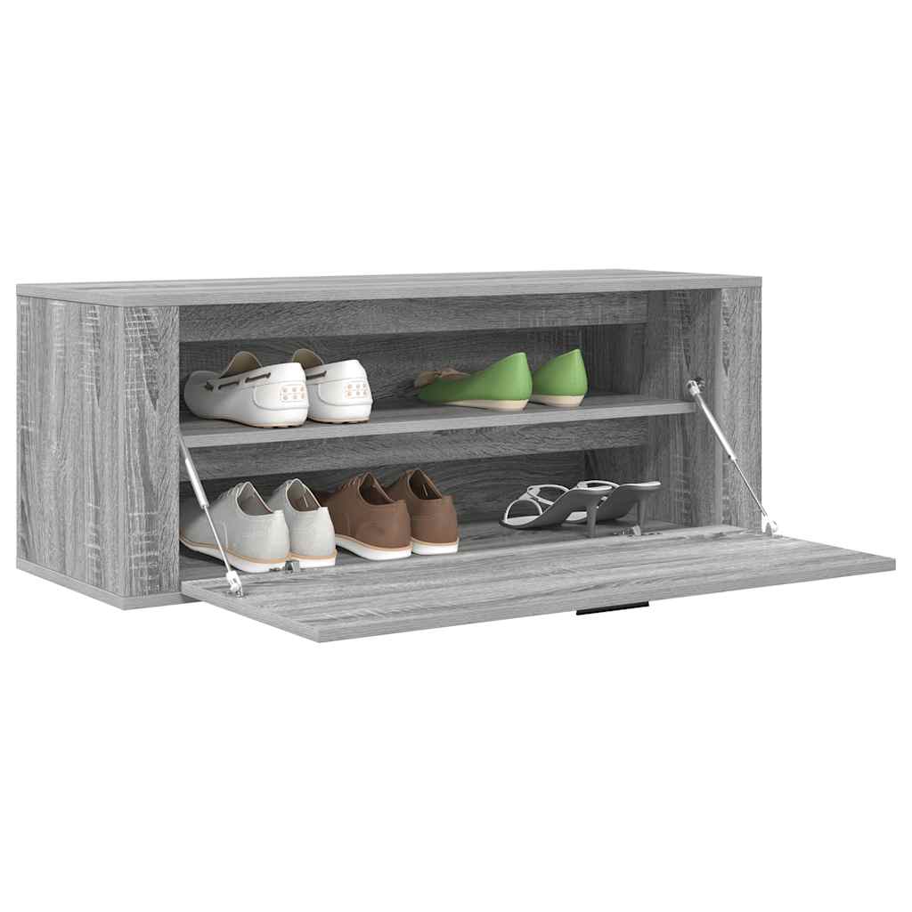 væghængt skoskab 100x35x38 cm konstrueret træ grå sonoma-eg