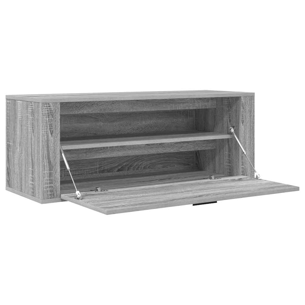 væghængt skoskab 100x35x38 cm konstrueret træ grå sonoma-eg