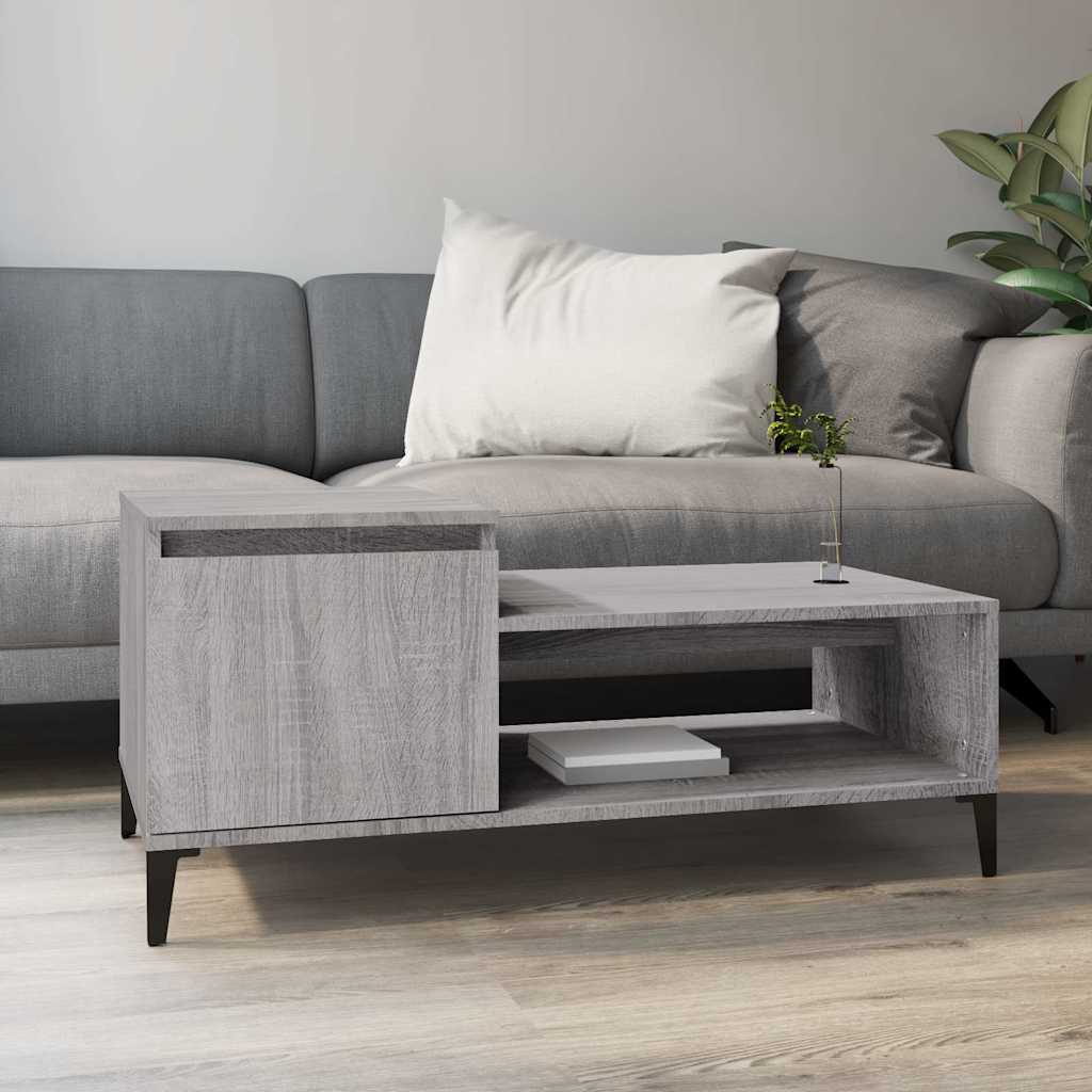 sofabord 100x50x45 cm konstrueret træ Grå sonoma-eg