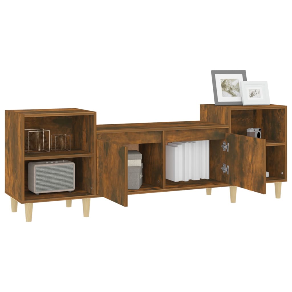 tv-bord 160x35x55 cm konstrueret træ røget egetræsfarve
