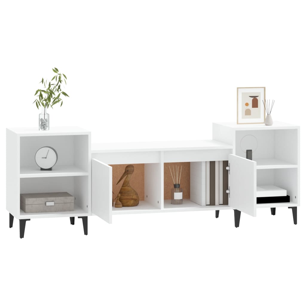 tv-bord 160x35x55 cm konstrueret træ hvid