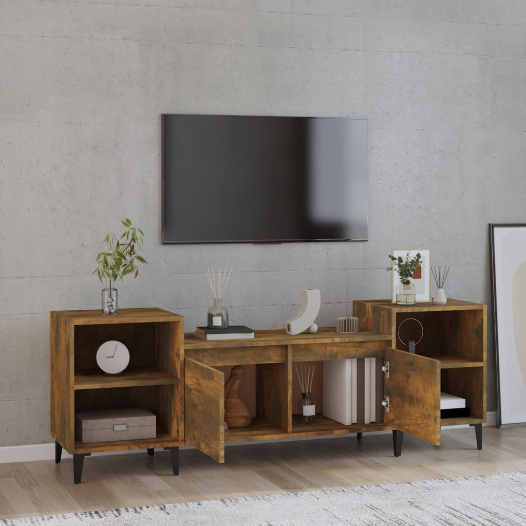 tv-bord 160x35x55 cm konstrueret træ røget egetræsfarve