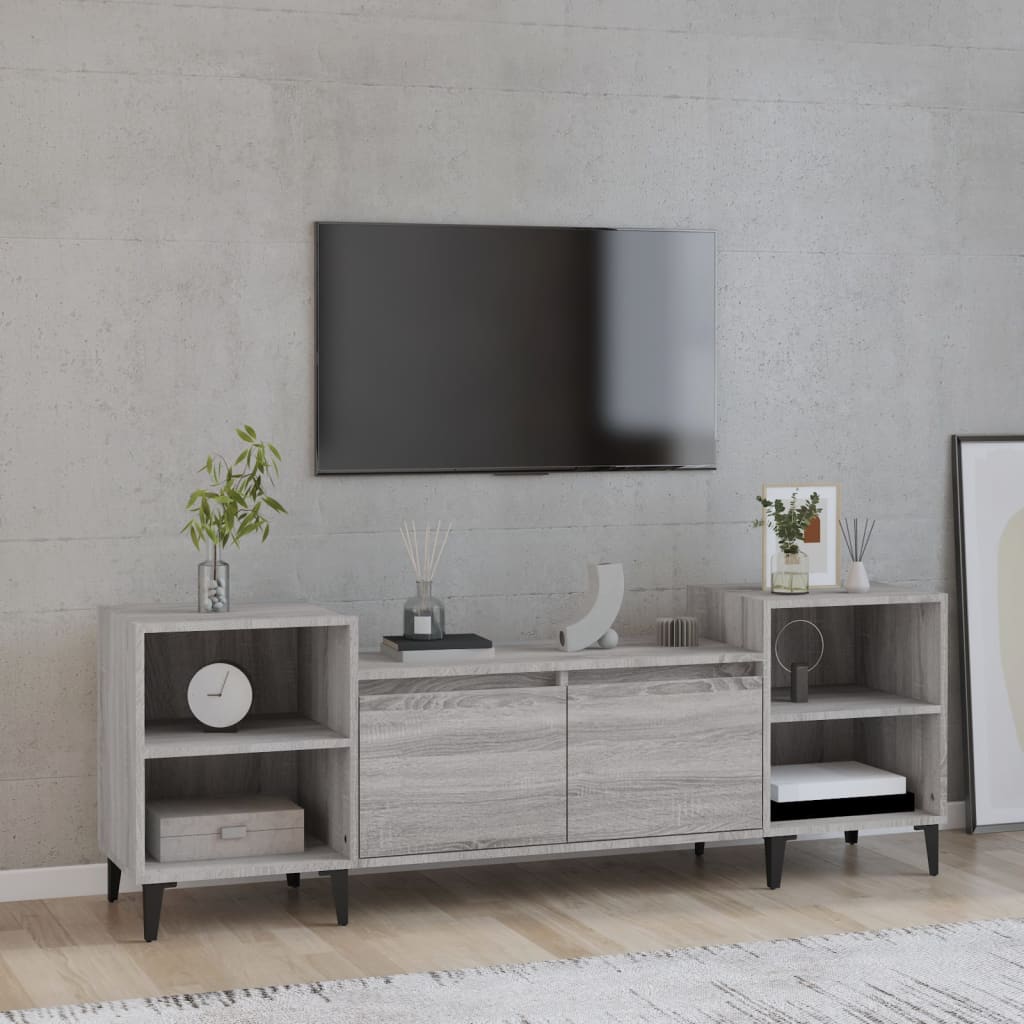 tv-bord 160x35x55 cm konstrueret træ grå sonoma-eg