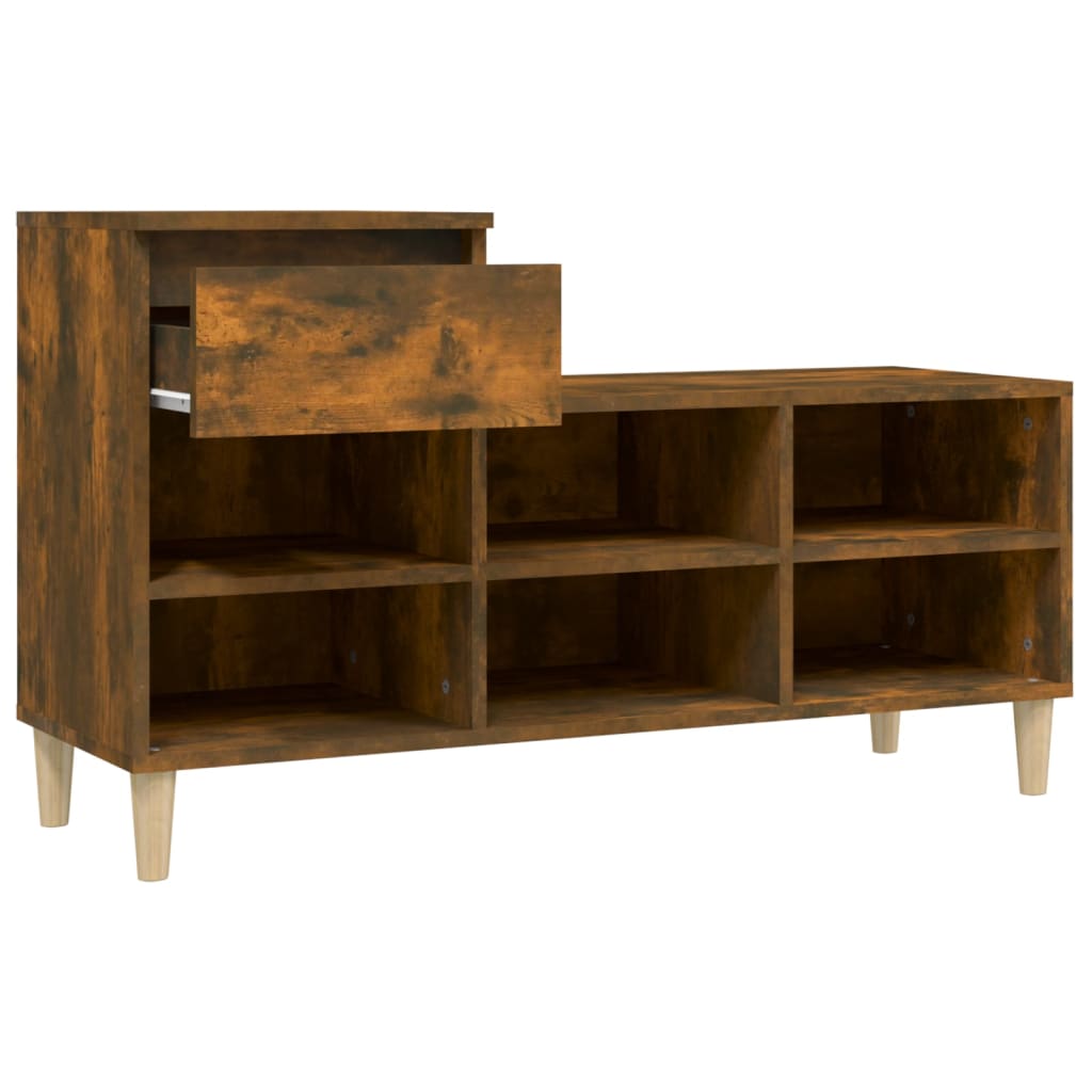 skoskab 102x36x60 cm konstrueret træ røget egetræsfarve