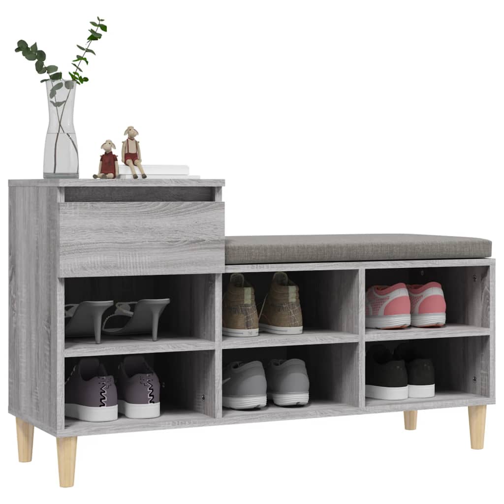 skoskab 102x36x60 cm konstrueret træ grå sonoma-eg