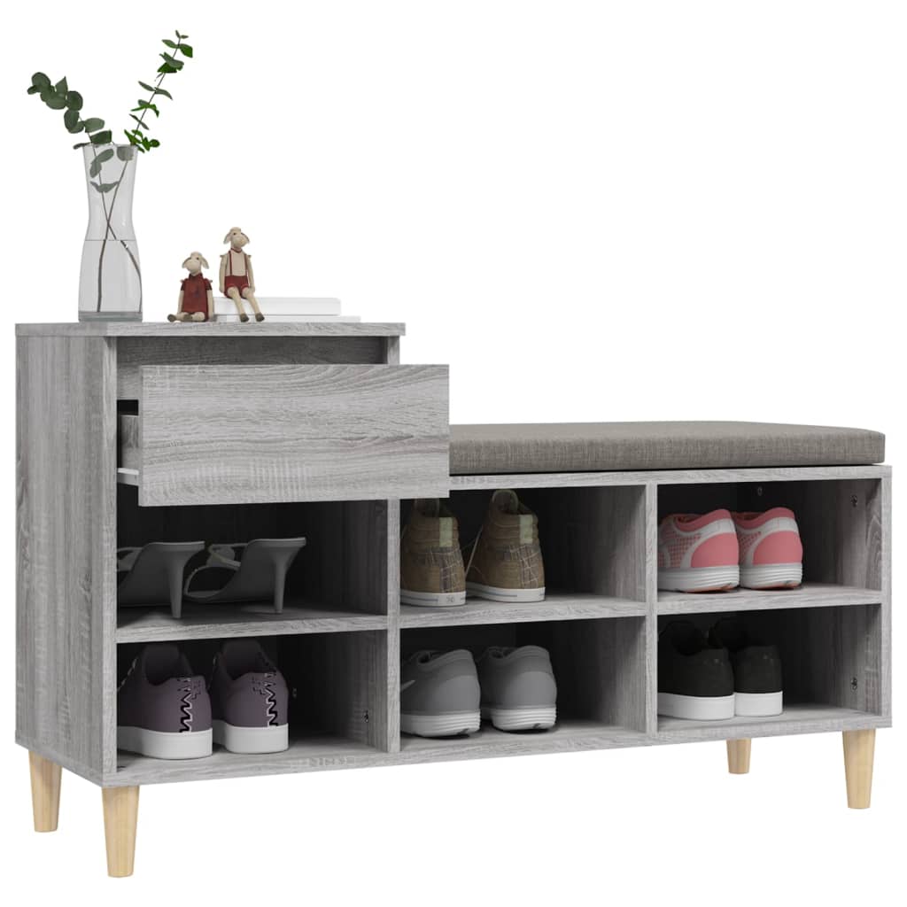 skoskab 102x36x60 cm konstrueret træ grå sonoma-eg