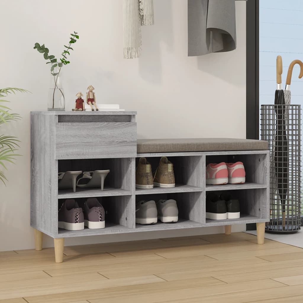 skoskab 102x36x60 cm konstrueret træ grå sonoma-eg