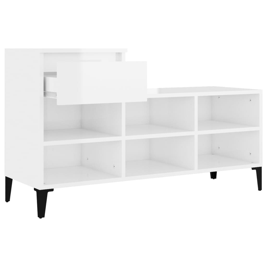 skoreol 102x36x60 cm konstrueret træ hvid højglans