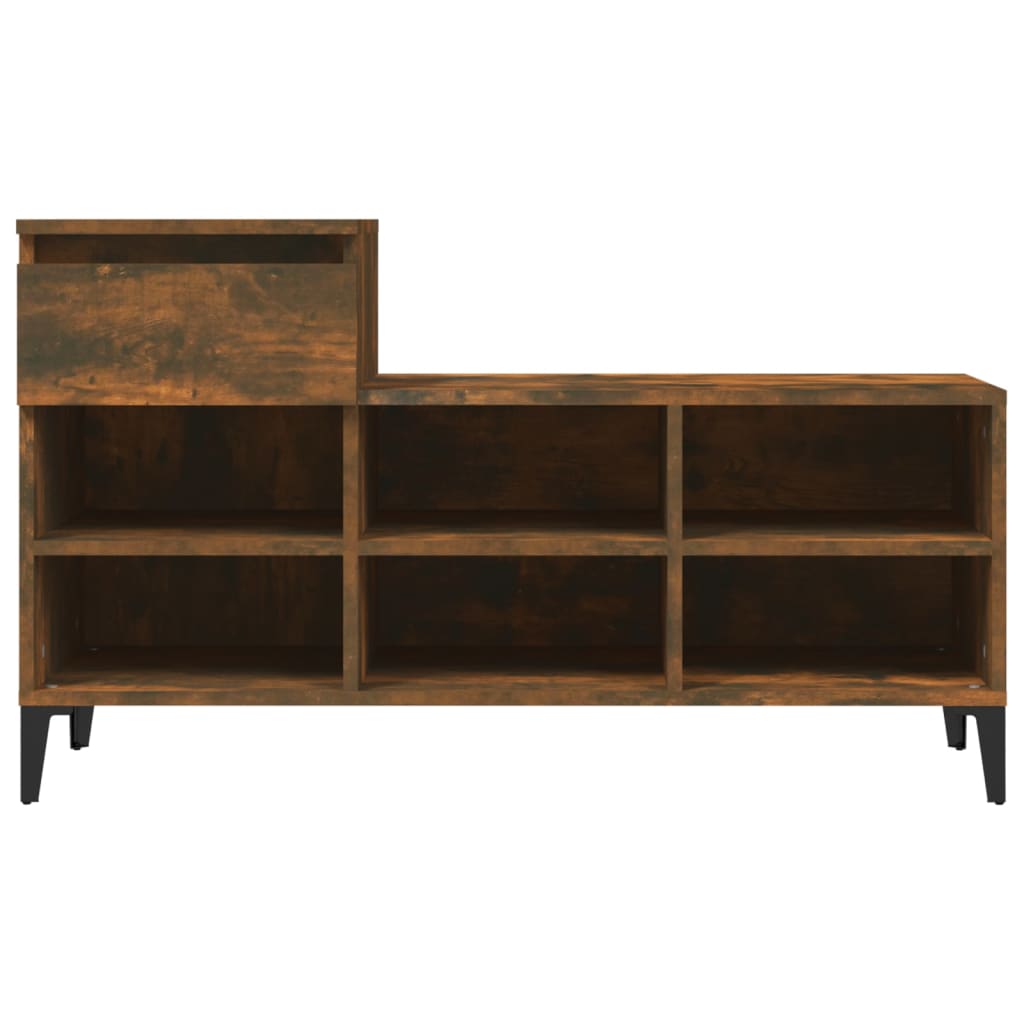 skoskab 102x36x60 cm konstrueret træ røget egetræsfarve