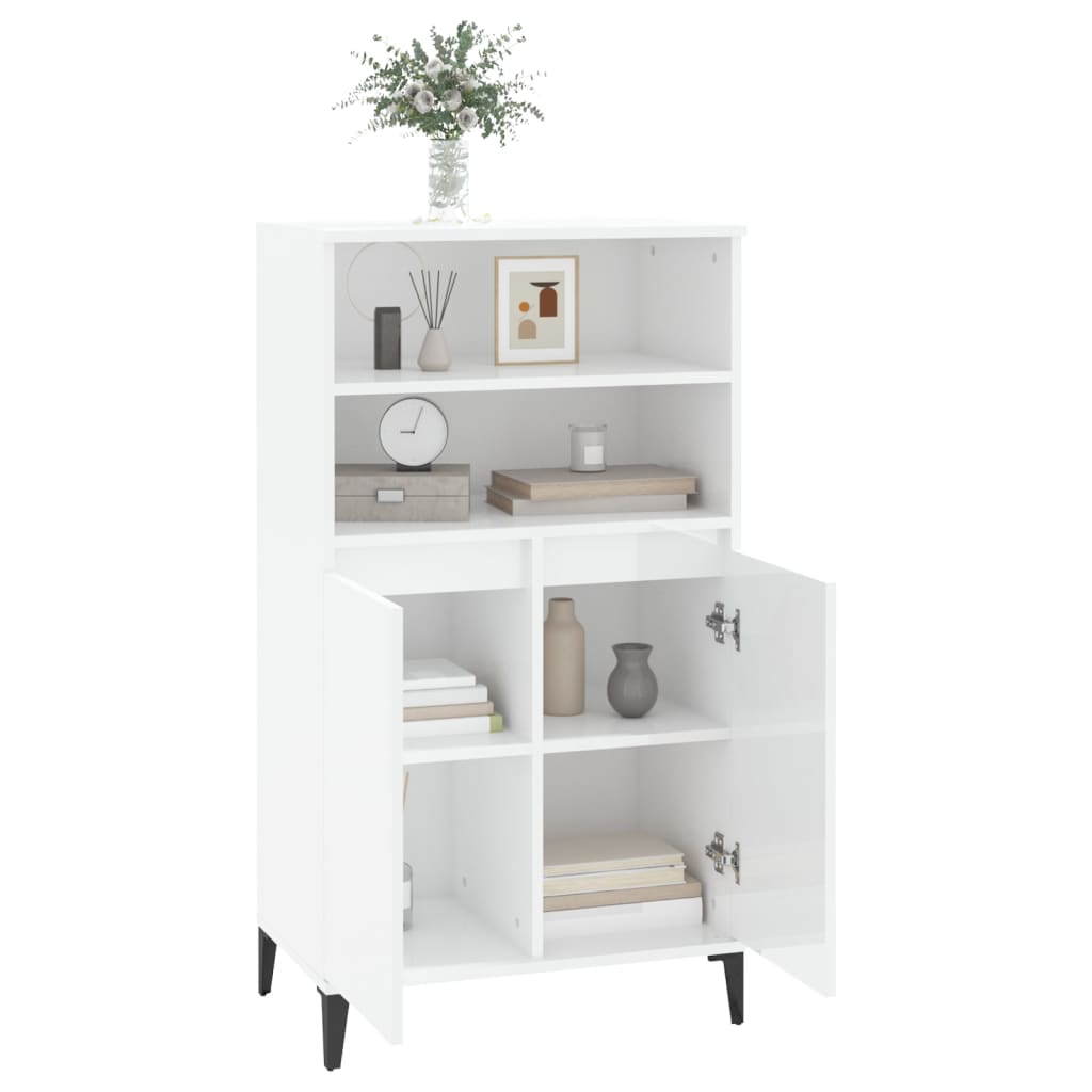 skab 60x36x110 cm konstrueret træ hvid højglans