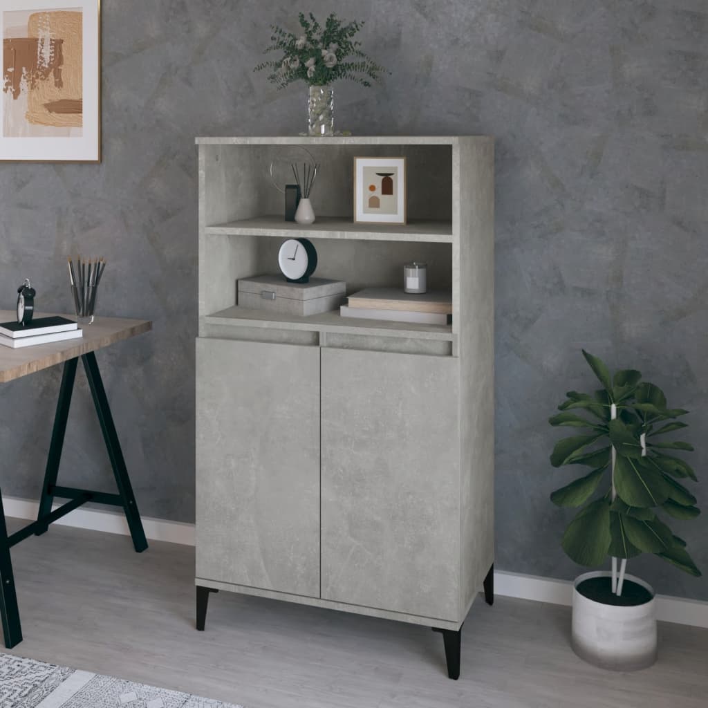 skab 60x36x110 cm konstrueret træ Betongrå